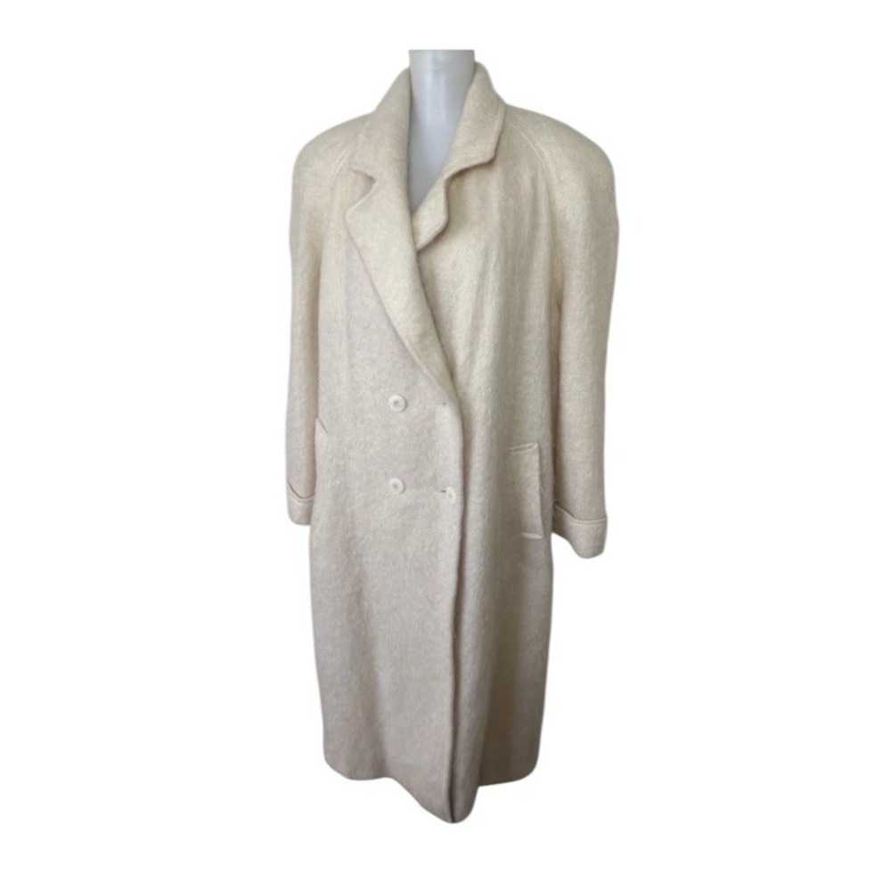 VTG Jacobson's Mohair Coat Long Lined Womens Size XL/2XL? Cream USA Made